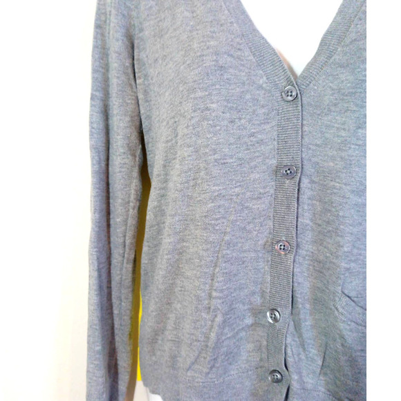 Liz Claiborne Women Sz M Gray Yellow Cardigan Sweater Work Office Business - Picture 2 of 6